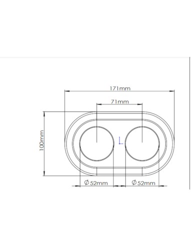 Plaque de finition double rétro porcelaine blanche - Luminance - dessin technique