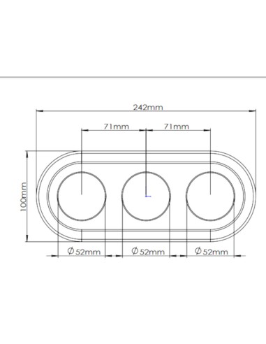 Plaque de finition triple rétro porcelaine noire - Luminance - dessin technique