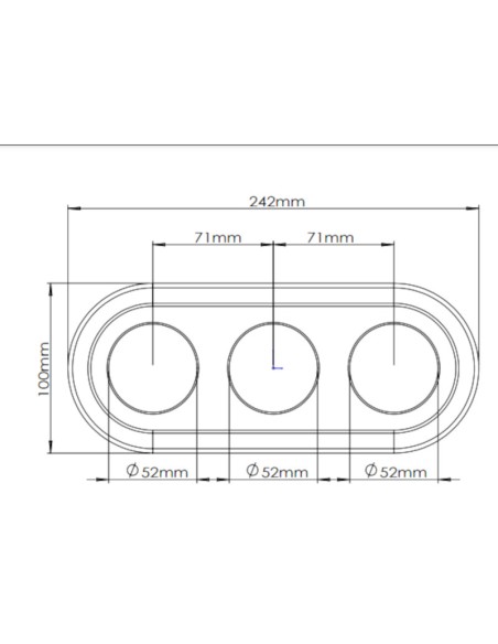 Plaque de finition triple rétro porcelaine noire - Luminance - dessin technique