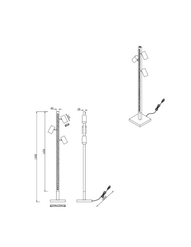Lampadaire Marley de Trio - dessin technique