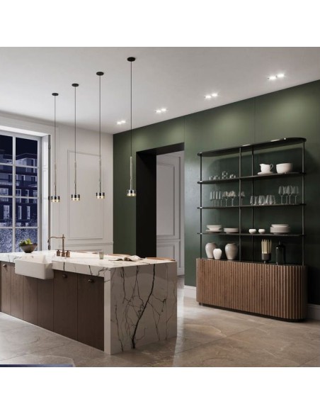 Mantra - Tonic - Suspension Led design scandinave verre-métal transparente