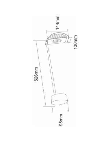 Lampe d'affichage type pelle à tarte Atis - dessin technique