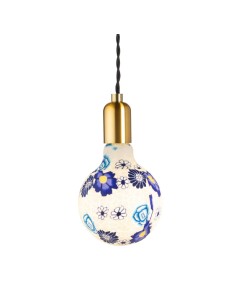 Ampoule Led décorative globe E27 motif floral  bleu - Girard-Sudron 2