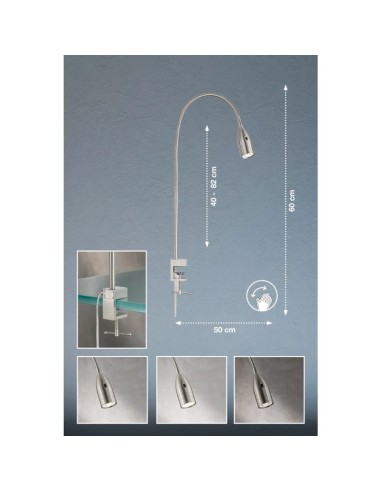 Lampe de table Led orientable fixation étau intérieur | Fischer & Honsel