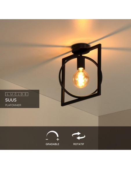Lucide SUUS Plafonnier 1xE27 Noir | Deko Light