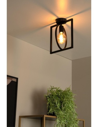 Suus de Lucide - Plafonnier Led  1xE27  Métal Noir - esthétique industrielle