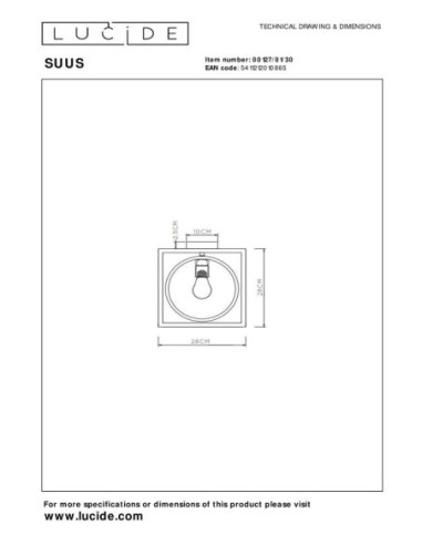 Lucide SUUS Plafonnier 1xE27 Noir | Deko Light