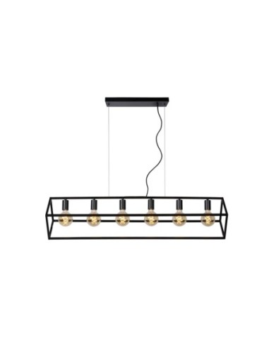 Suspension Dimmable 6xE27 40W IP20 Métal Noir - Lucide - Fabian