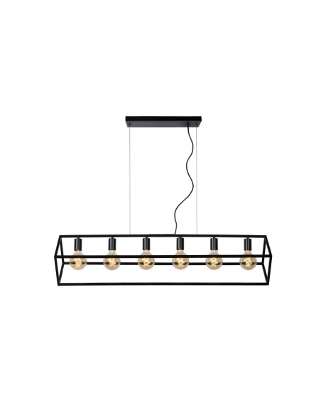 Suspension Dimmable 6xE27 40W IP20 Métal Noir - Lucide - Fabian
