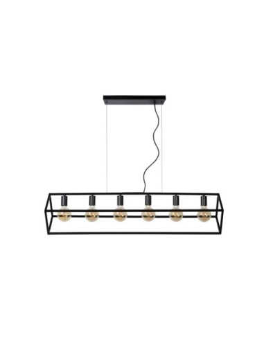 Suspension Dimmable 6xE27 40W IP20 Métal Noir - Lucide - Fabian
