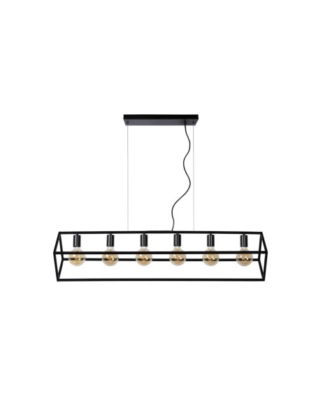 Suspension Dimmable 6xE27 40W IP20 Métal Noir - Lucide - Fabian