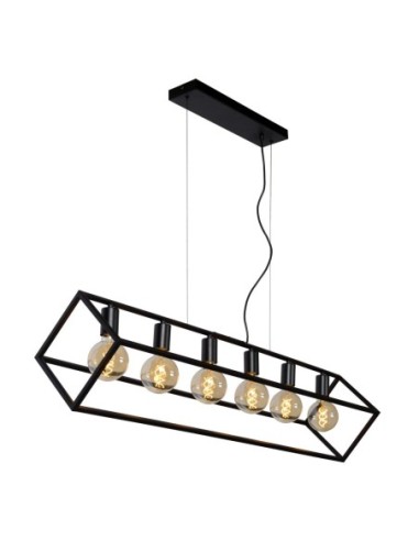 Suspension Dimmable 6xE27 40W IP20 Métal Noir - Lucide - Fabian