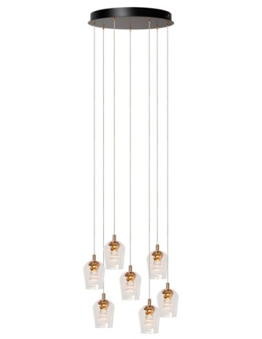 Suspension Led 5x4w métal or et verre - Lucide - Berliane