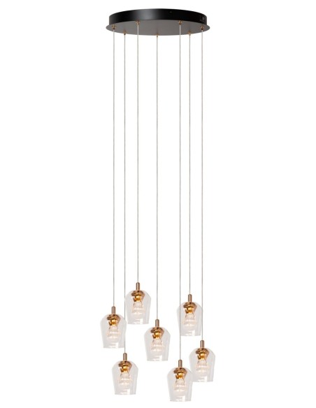 Suspension Led 5x4w métal or et verre - Lucide - Berliane