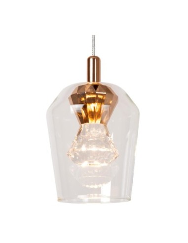 Berliane de Lucide - Suspension Led 5x4w métal or et verre - détail point lumineux