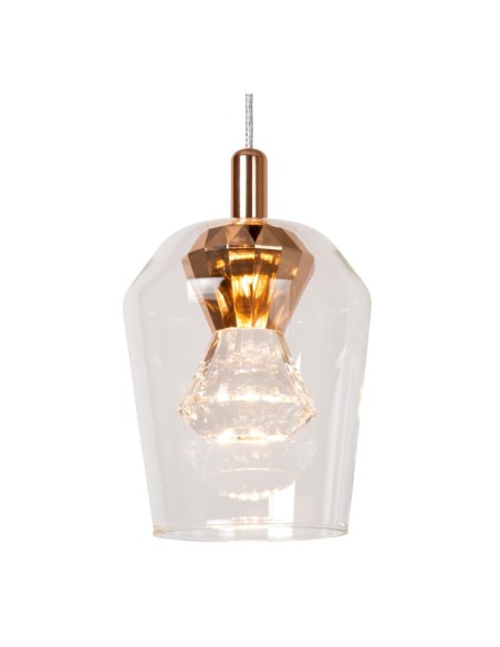 Berliane de Lucide - Suspension Led 5x4w métal or et verre - détail point lumineux