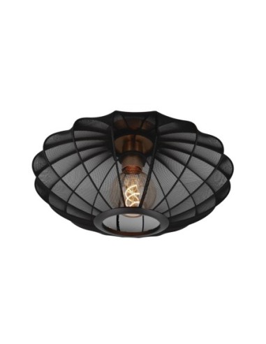 Plafonnier abat-jour textile noir  - E27 - Lucide - Corina