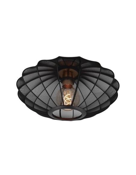 Plafonnier abat-jour textile noir  - E27 - Lucide - Corina