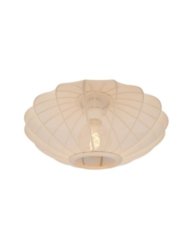 Plafonnier abat-jour textile crème - E27 - Lucide - Corina