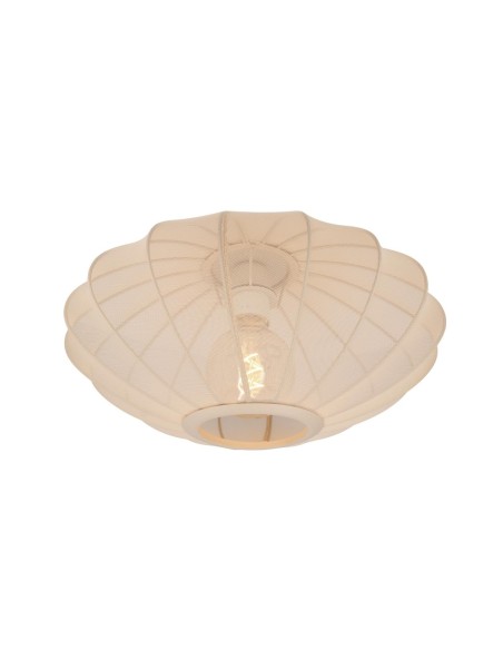 Plafonnier abat-jour textile crème - E27 - Lucide - Corina