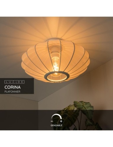 Lucide CORINA Plafonnier Diam. 40 cm 1xE27 Creme | Deko Light