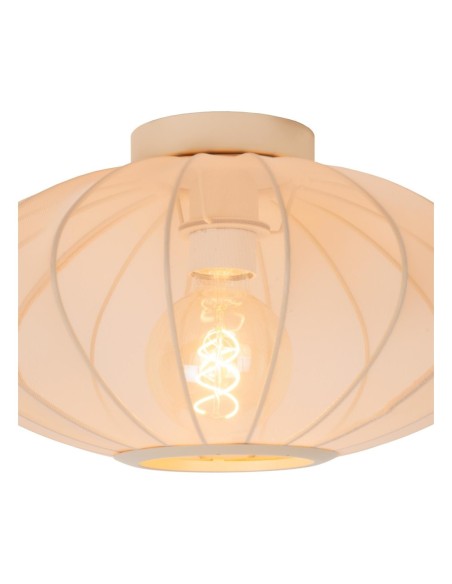 Corina de Lucide - Plafonnier abat-jour textile crème - E27