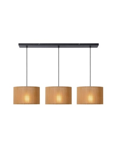 Suspension  3xE27 40W IP20 Dimmable Naturel et Noir - Lucide - Magius
