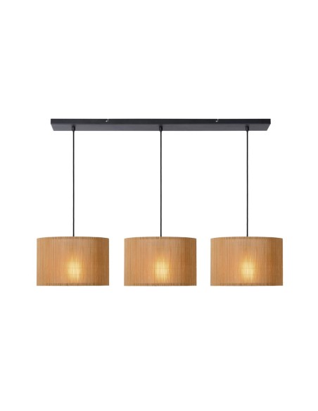 Suspension  3xE27 40W IP20 Dimmable Naturel et Noir - Lucide - Magius