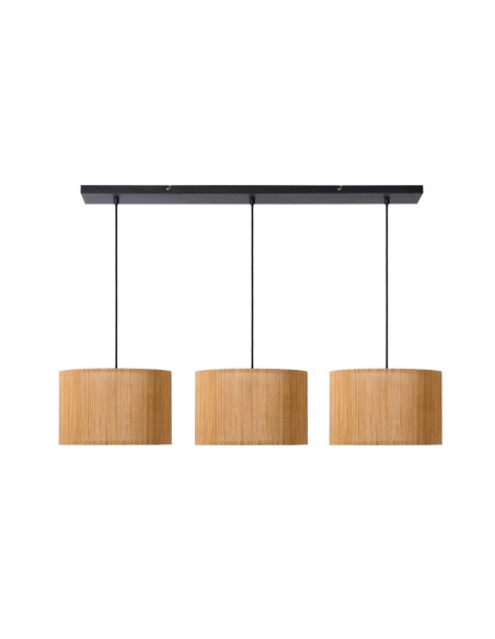 Suspension 3xE27 40 W IP20 Dimmable, Naturel et Noir - Lucide - Magius