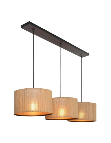 Suspension 3xE27 40 W IP20 Dimmable, Naturel et Noir - Lucide - Magius