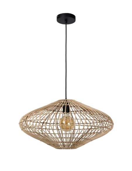 Suspension Diam. 56 cm 1xE27 40 W Rotin Naturel - Lucide - Magali