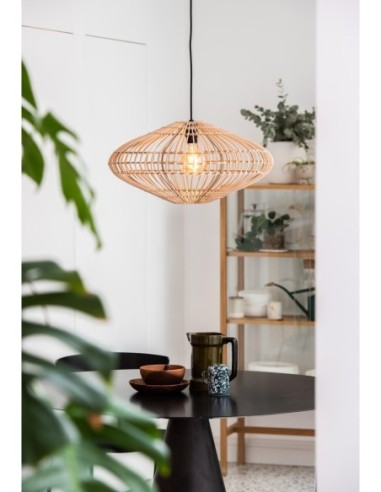 Suspension Diam. 56 cm 1xE27 40 W Rotin Naturel - Lucide - Magali