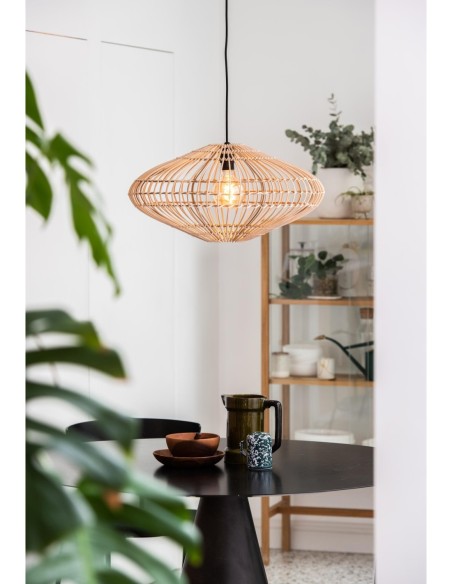 Suspension Diam. 56 cm 1xE27 40 W Rotin Naturel - Lucide - Magali