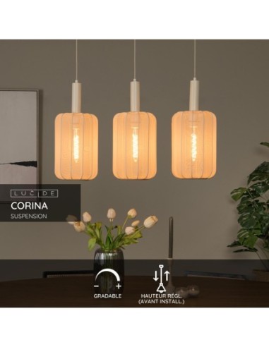 Lucide CORINA Suspension 3xE27 Creme | Deko Light