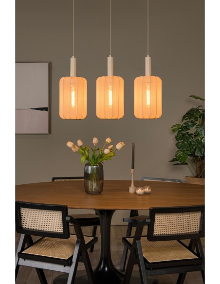 Lucide - Corina - Suspension abat-jour textile crème - 3xE27