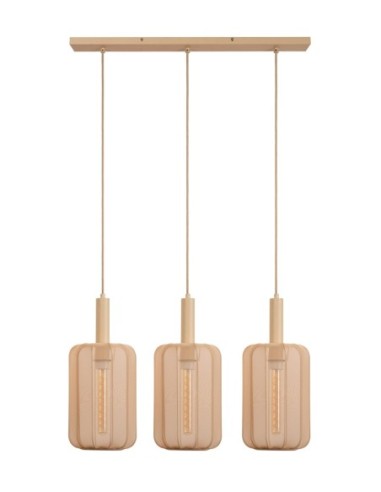 Corina  de Lucide - Suspension abat-jour textile crème - 3xE27