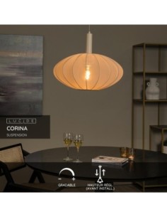 Lucide CORINA Suspension Diam. 50 cm 1xE27 Creme | Deko Light 2