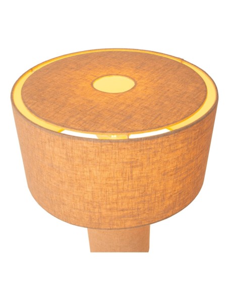 Leeroy  - Lucide - Lampe de chevet Diam. 42 cm 1xE27 60W lin naturel - forme cylindrique