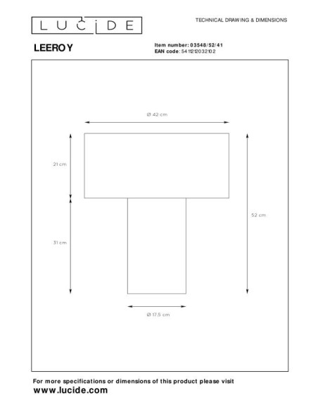 Leeroy  - Lucide - Lampe de table Diam. 42 cm - dessin technique