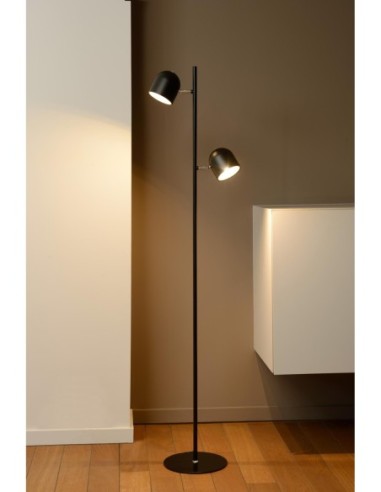 Lampadaire LED Dim. 2x5W 3000K 900LM Métal Noir - Lucide - Skanska
