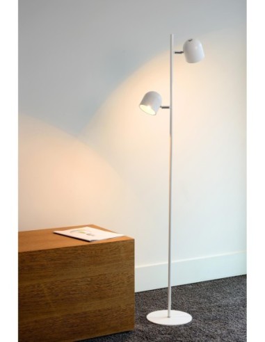 Lampadaire LED Dim. 2x5W 3000K 900LM Métal Blanc - Lucide - Skanska