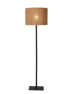 Lampadaire métal noir abat-jour bambou - E27 - Lucide  - Magius