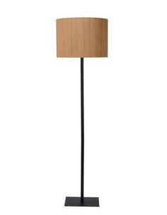 Lampadaire métal noir abat-jour bambou - E27 - Lucide  - Magius 2