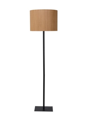 Lucide  - Magius - Lampadaire métal noir abat-jour bambou - E27