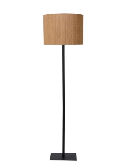 Lucide  - Magius - Lampadaire métal noir abat-jour bambou - E27