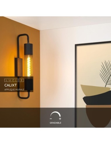 Lucide CALIXT Applique murale 1xE27 Noir | Deko Light