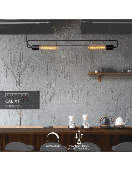 Lucide CALIXT Suspension 2xE27 Noir | Deko Light