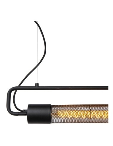 Calixt  de Lucide - Suspension Led 2xE27 Métal Noir - ampoules tubulaires