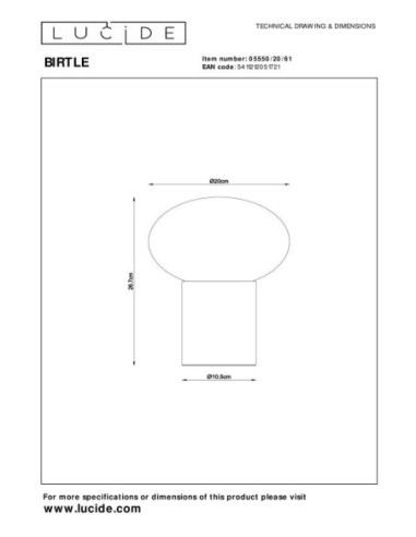 Lucide BIRTLE Lampe de table 1xE14 Opalin | Deko Light