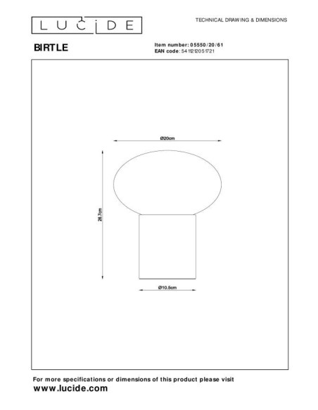 Lucide BIRTLE Lampe de table 1xE14 Opalin | Deko Light